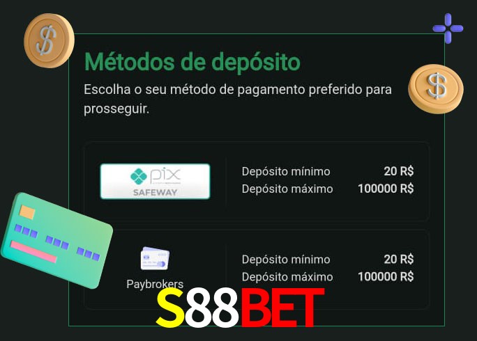O cassino S88Bet oferece uma grande variedade de métodos de pagamento